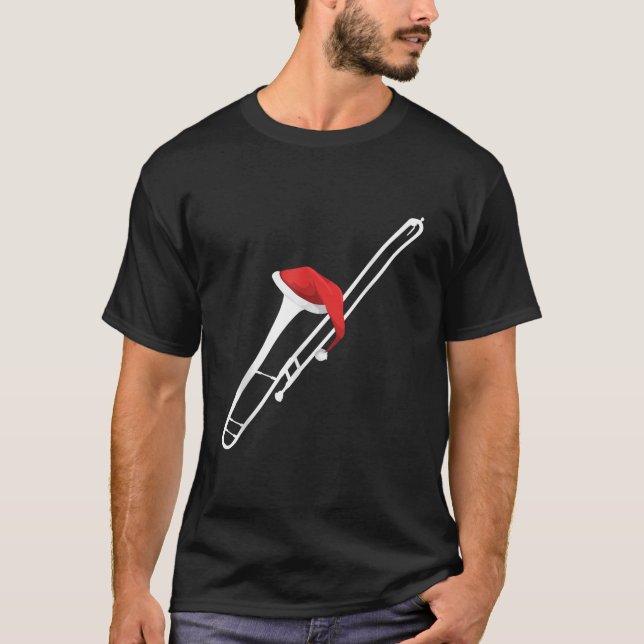 Christmas Trombone Holiday Gift for Band Musicians T-Shirt (Front)