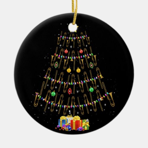 Christmas Trombone Player Gifts Xmas Tree Ceramic Ornament