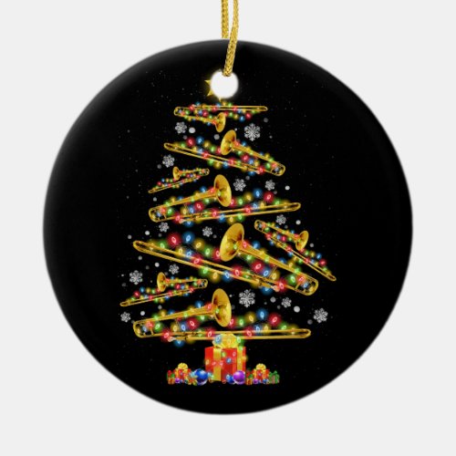 Christmas Trombone Player Xmas Tree Jazz Music Lov Ceramic Ornament
