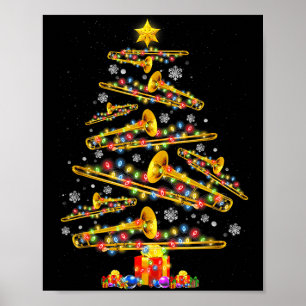 Christmas Trombone Player Xmas Tree Jazz Music Lov Poster