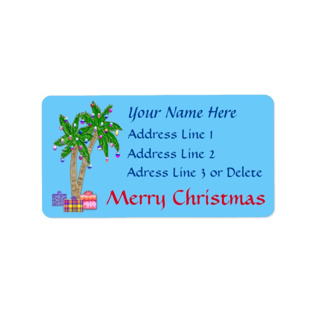 Christmas Tropical Address Labels with YOUR TEXT (Front)
