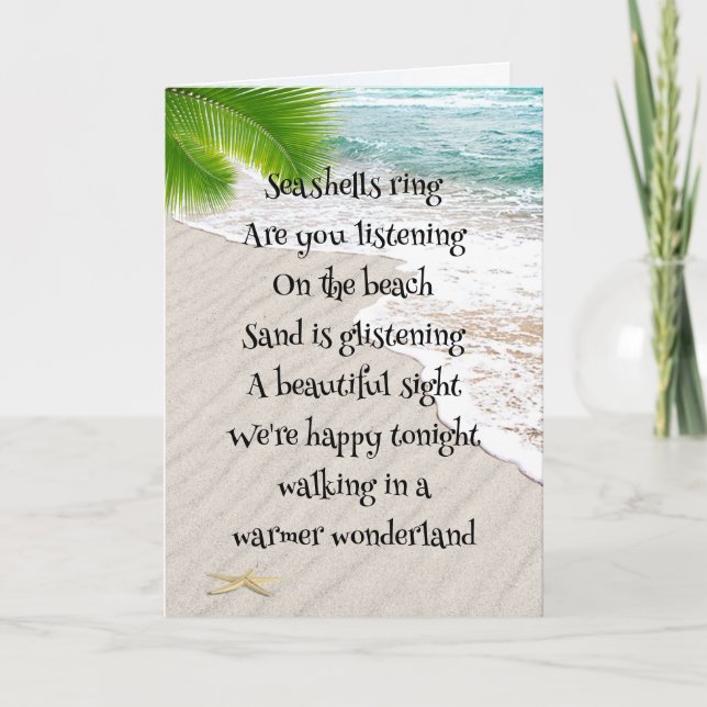 Christmas Tropical Beach With Starfish Holiday Card (Front)