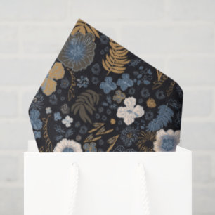 Christmas Tropical Coastal Blue Hibiscus Floral Tissue Paper