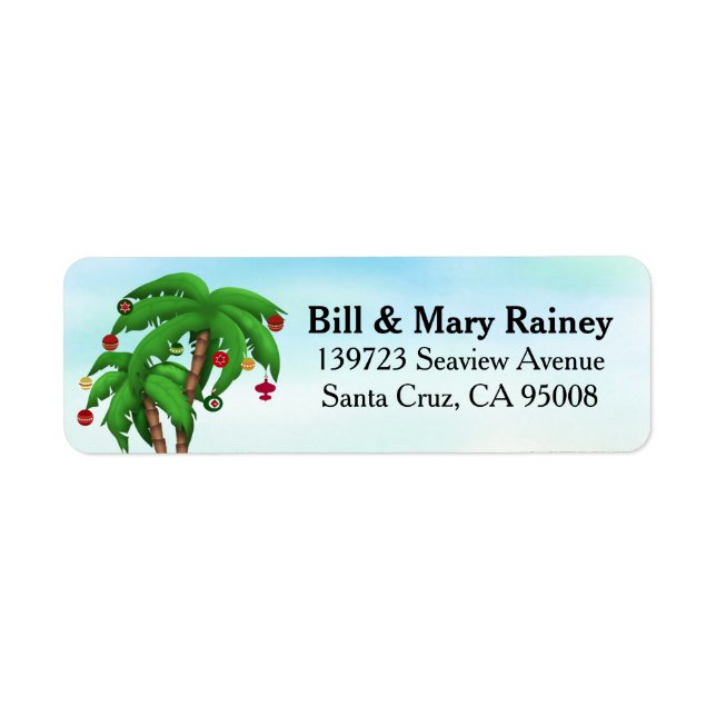 Christmas Tropical Palm Tree Label (Front)
