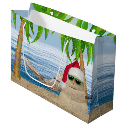 Christmas Tropical Sandman With Hammock Large Gift Bag