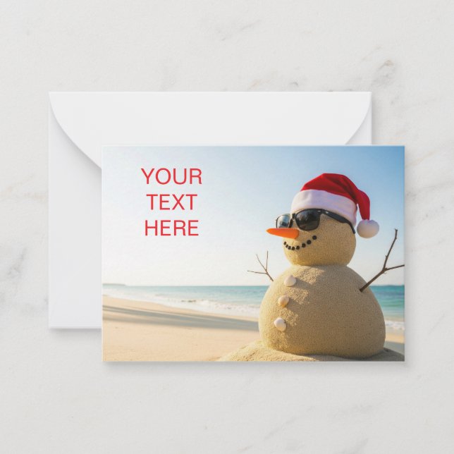Christmas tropical snowman note card (Front)