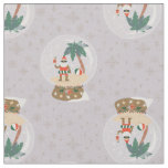 christmas Tropical Summer snow globe black santa Fabric
