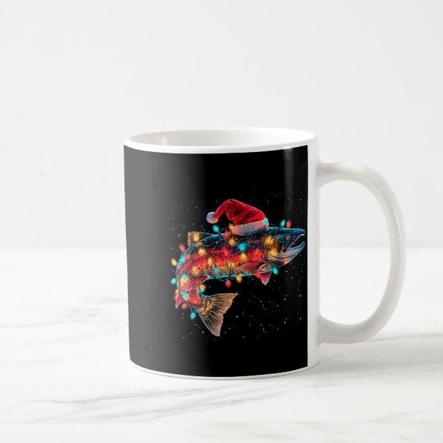 Christmas Trout Fish Funny Fishing Santa Hat Light Coffee Mug (Right)
