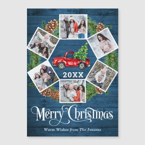 Christmas Truck 6 PHOTO Holiday Font Magnetic Card