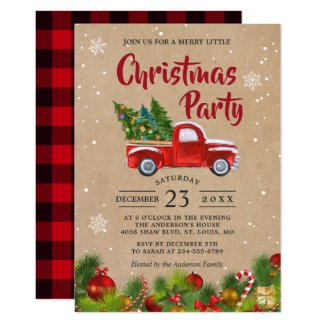 Christmas Truck A Merry Little Christmas Party Invitation