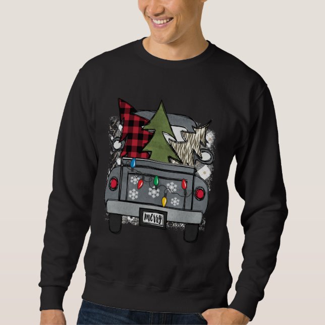 Christmas Truck and Red Buffalo Plaid Holiday Tree Sweatshirt (Front)
