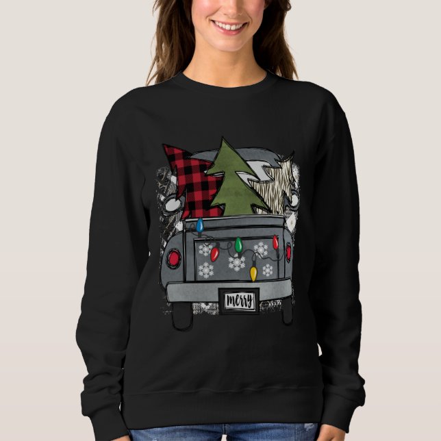 Christmas Truck and Red Buffalo Plaid Holiday Tree Sweatshirt (Front)