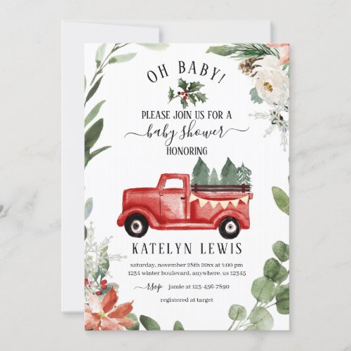 Christmas Truck Baby Shower Invitation Oh Baby