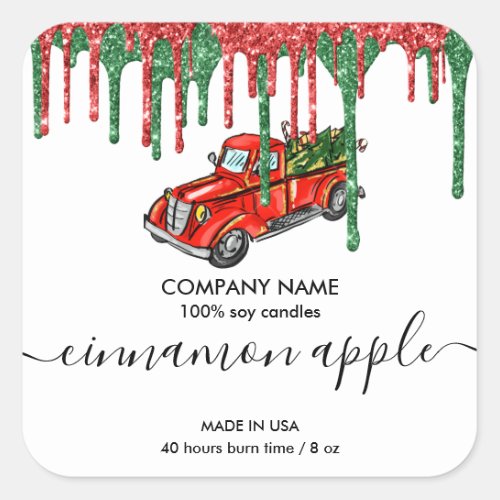 Christmas Truck Candle label product label