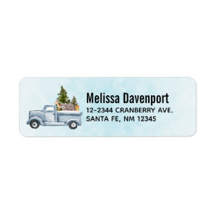 Christmas Truck Carrying Trees & Animals Label