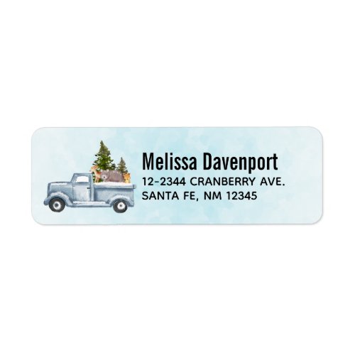 Christmas Truck Carrying Trees  Animals Label