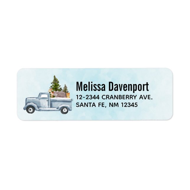 Christmas Truck Carrying Trees & Animals Label (Front)