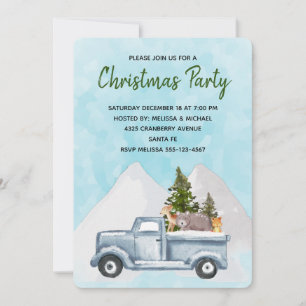 Christmas Truck Carrying Trees & Animals Party Invitation