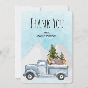 Christmas Truck Carrying Trees & Animals Thank You Card