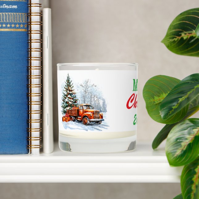 Christmas truck customizable  candle (Shelf)