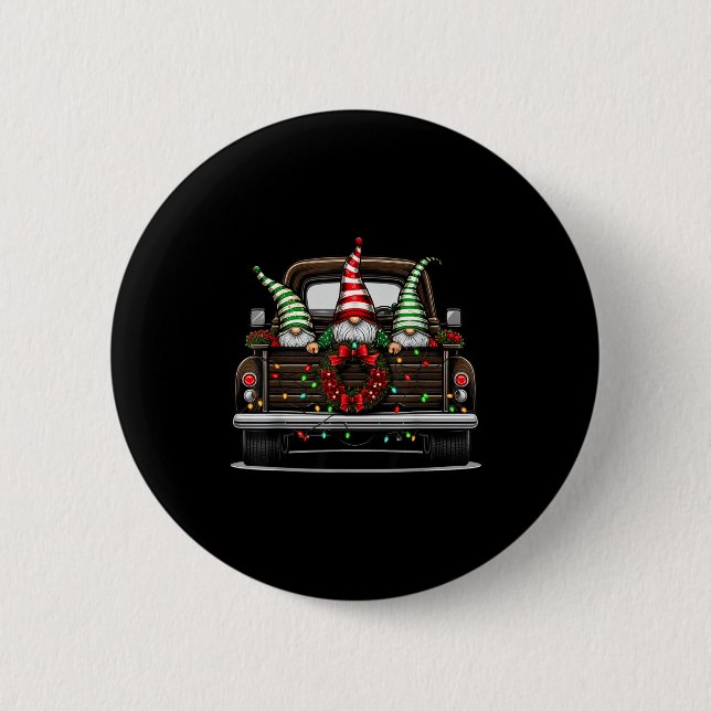 Christmas Truck Cute Gnome  Button (Front)