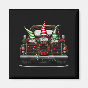 Christmas Truck Cute Gnome Magnet