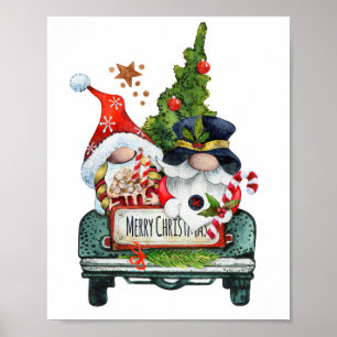 Christmas Truck Gnomes Decoupage Print