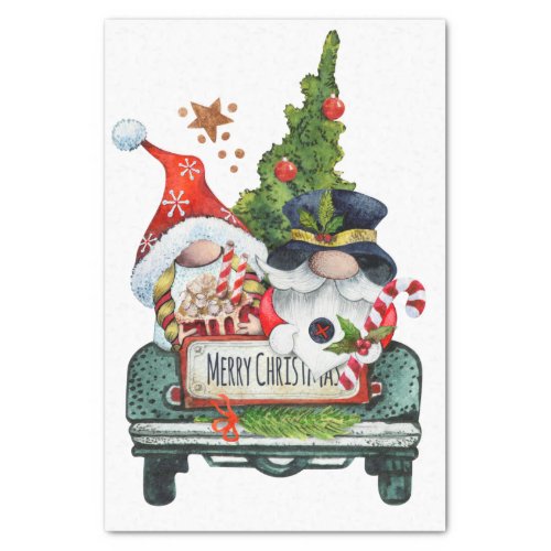 Christmas Truck Gnomes Tissue Paper