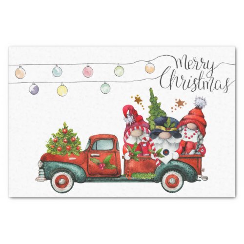 Christmas Truck Gnomes Tissue Paper