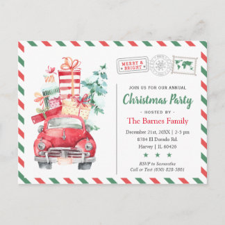 Christmas Truck Holiday Party Dinner Invitation Postcard