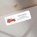 Christmas Truck Moving Announcement Return Address Label<br><div class="desc">Announce your move this holiday with a cute illustration red truck design. Easily change the details on both the front and the reverse of the card by clicking the "Personalize" button.</div>