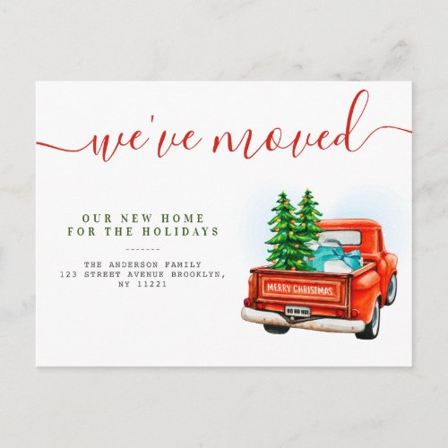 christmas truck Moving New Home announcement Postcard
