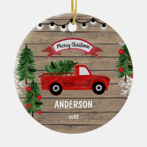 CHRISTMAS TRUCK Rustic Family Christmas ornament