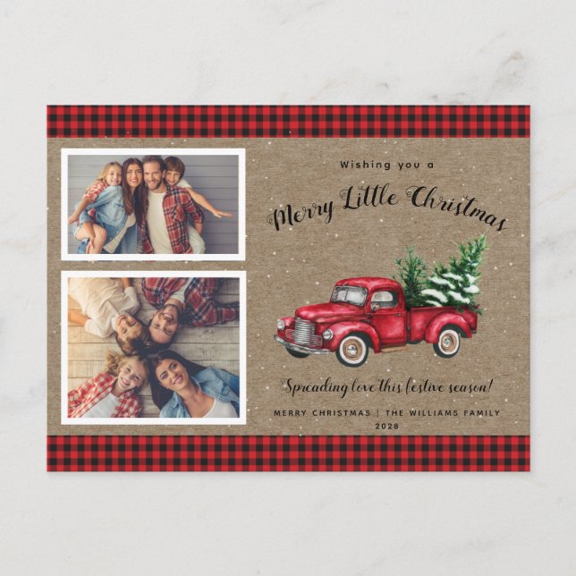 Christmas Truck Tree 2 Photo Christmas Card  (Front)