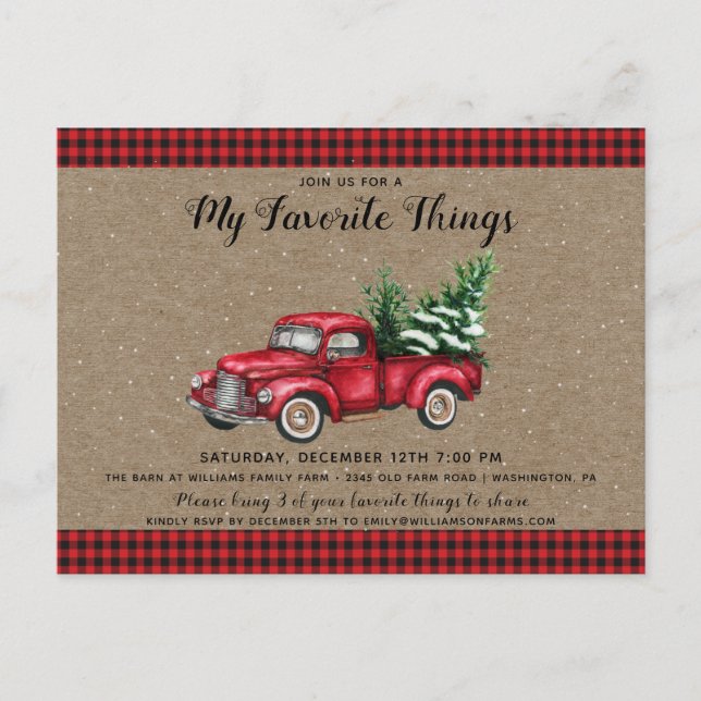 Christmas Truck & Tree My Favorite Things Holiday  Postcard (Front)