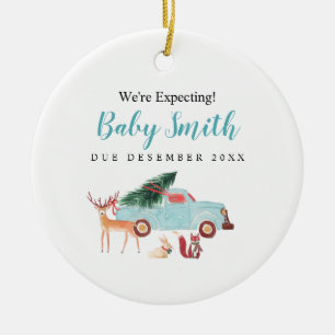 Christmas Truck We're Expecting Parents Ornament