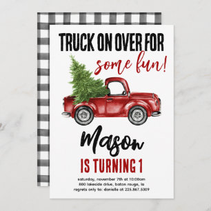 Christmas Truck Winter First Birthday Invite