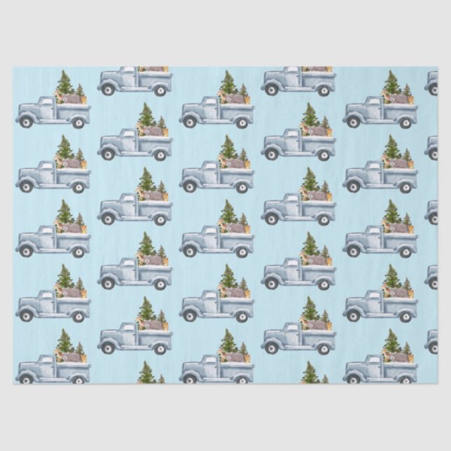 Christmas Truck with Animals & Pine Tree Tissue Paper (Front)