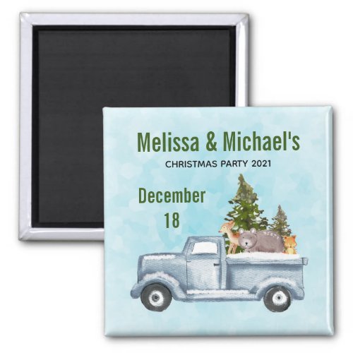 Christmas Truck with Cute Animals Save the Date Magnet