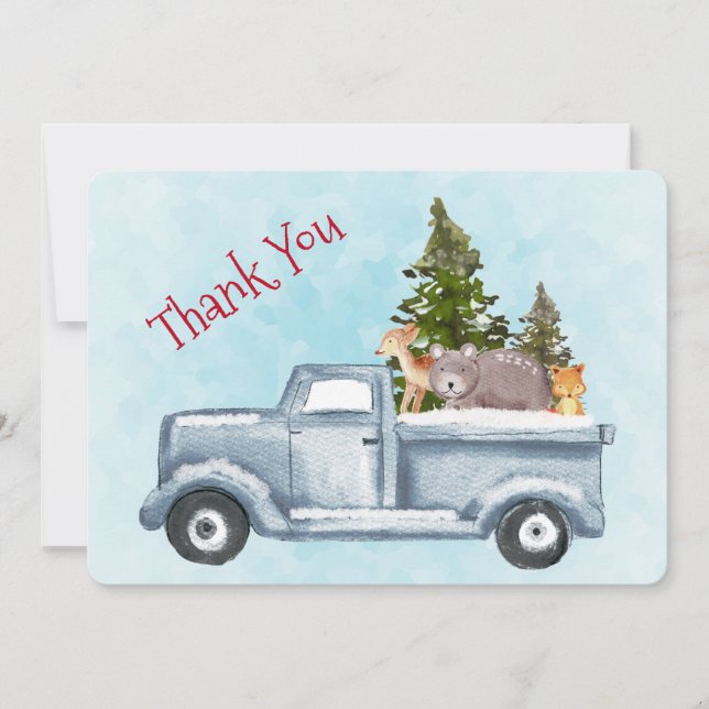 Christmas Truck with Cute Animals Thank You (Front)
