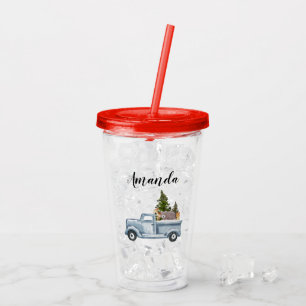 Christmas Truck with Pine Trees & Forest Animals Acrylic Tumbler