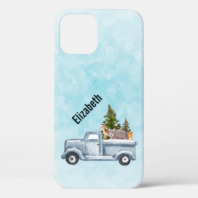 Christmas Truck with Pine Trees & Forest Animals Case-Mate iPhone Case (Back)