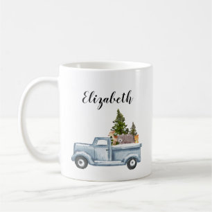 Christmas Truck with Pine Trees & Forest Animals Coffee Mug