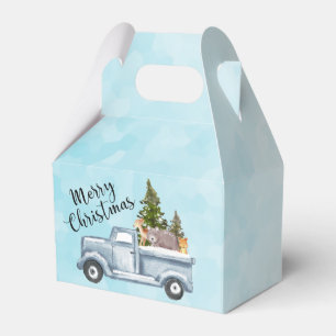 Christmas Truck with Pine Trees & Forest Animals Favor Boxes