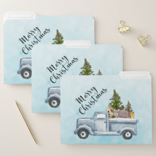 Christmas Truck with Pine Trees & Forest Animals File Folder