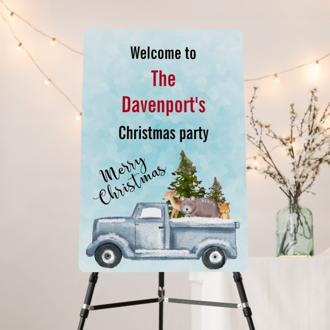 Christmas Truck with Pine Trees & Forest Animals Foam Board (In Situ (Stand))