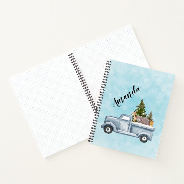 Christmas Truck with Pine Trees & Forest Animals Notebook (Inside)