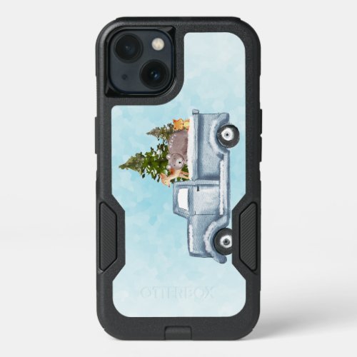 Christmas Truck with Pine Trees  Forest Animals iPhone 13 Case
