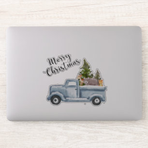 Christmas Truck with Pine Trees & Forest Animals Sticker