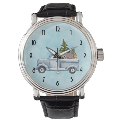 Christmas Truck with Pine Trees  Forest Animals Watch
